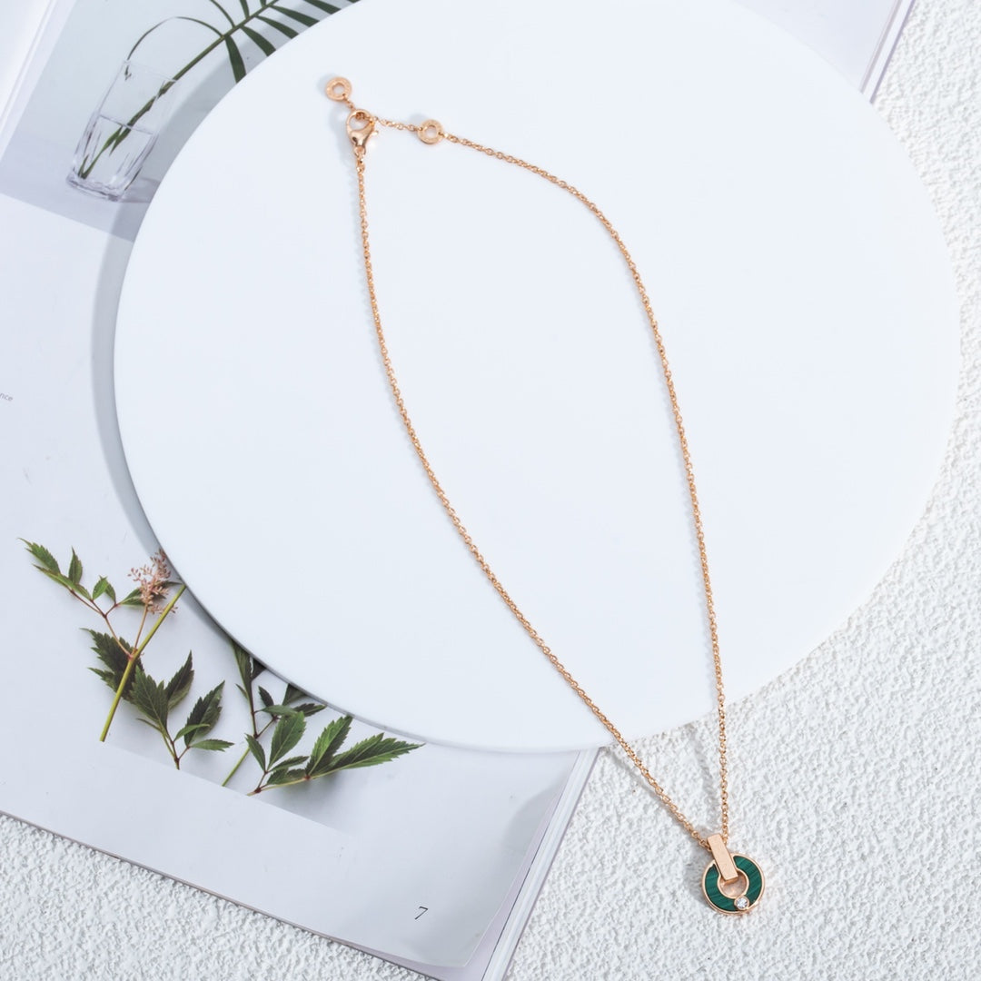 [⭐Aura]GARI NECKLACE PINK GOLD MALACHITE