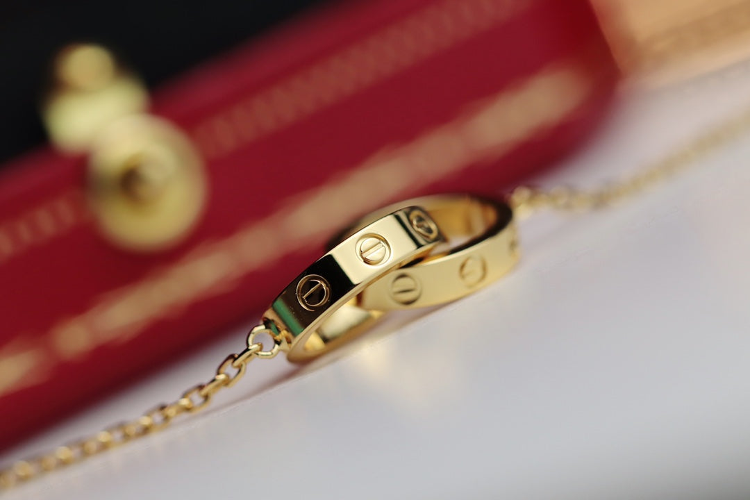 [⭐Aura]LOVE NECKLACE DOUBLE RING GOLD
