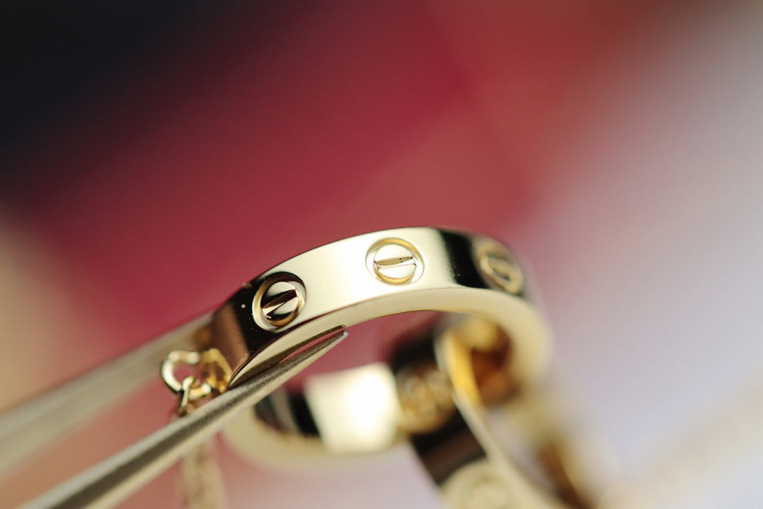 [⭐Aura]LOVE NECKLACE DOUBLE RING GOLD