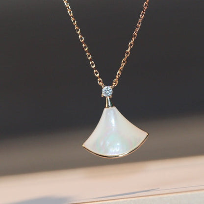 [⭐Aura]DREAM NECKLACE WHITE MOP PINK GOLD 1 DIAMOND