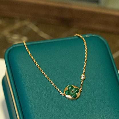 [⭐Aura]SUN MALACHITE 1 DIAMOND PINK GOLD BRACELET
