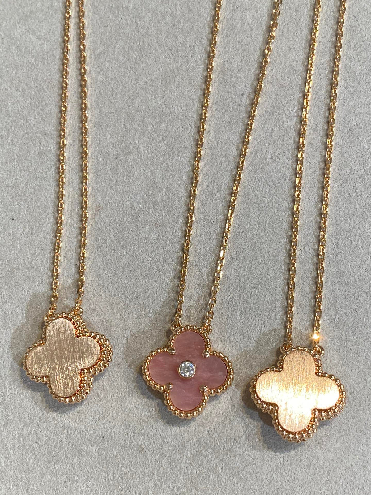 [⭐Aura]CLOVER 15MM DIAMOND RHODONITE NECKLACE