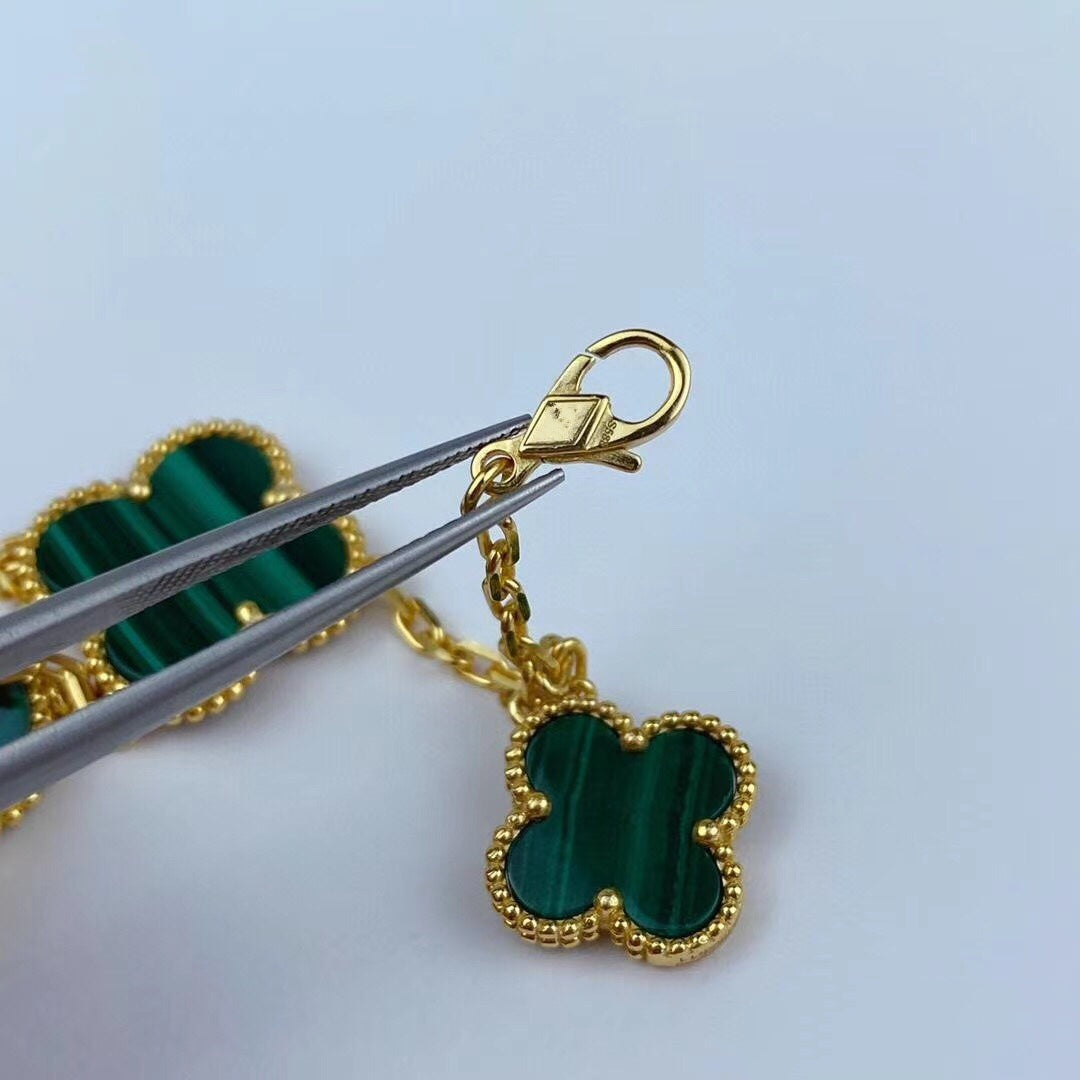 [⭐Aura]MAGIC CLOVER MALACHITE GOLD BRACELET 5 MOTIFS