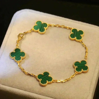 [⭐Aura] CLOVER 5 MOTIF MALACHITE BRACELET COLLECTION
