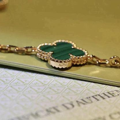 [⭐Aura] CLOVER 5 MOTIF MALACHITE BRACELET COLLECTION