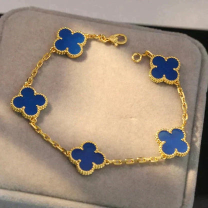 [⭐Aura] CLOVER 5 MOTIF BLUE AGATE BRACELET COLLECTION