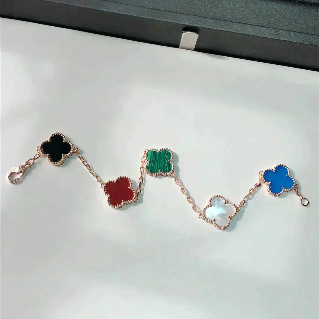 [⭐Aura]CLOVER 5 MOTIFS MULTICOLOR BRACELET