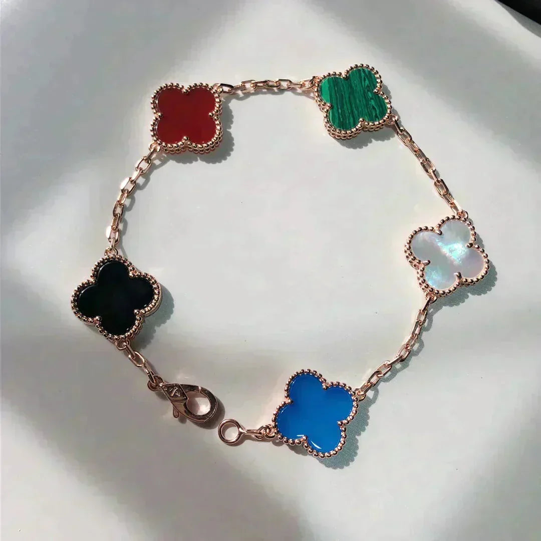 [⭐Aura]CLOVER 5 MOTIFS MULTICOLOR BRACELET
