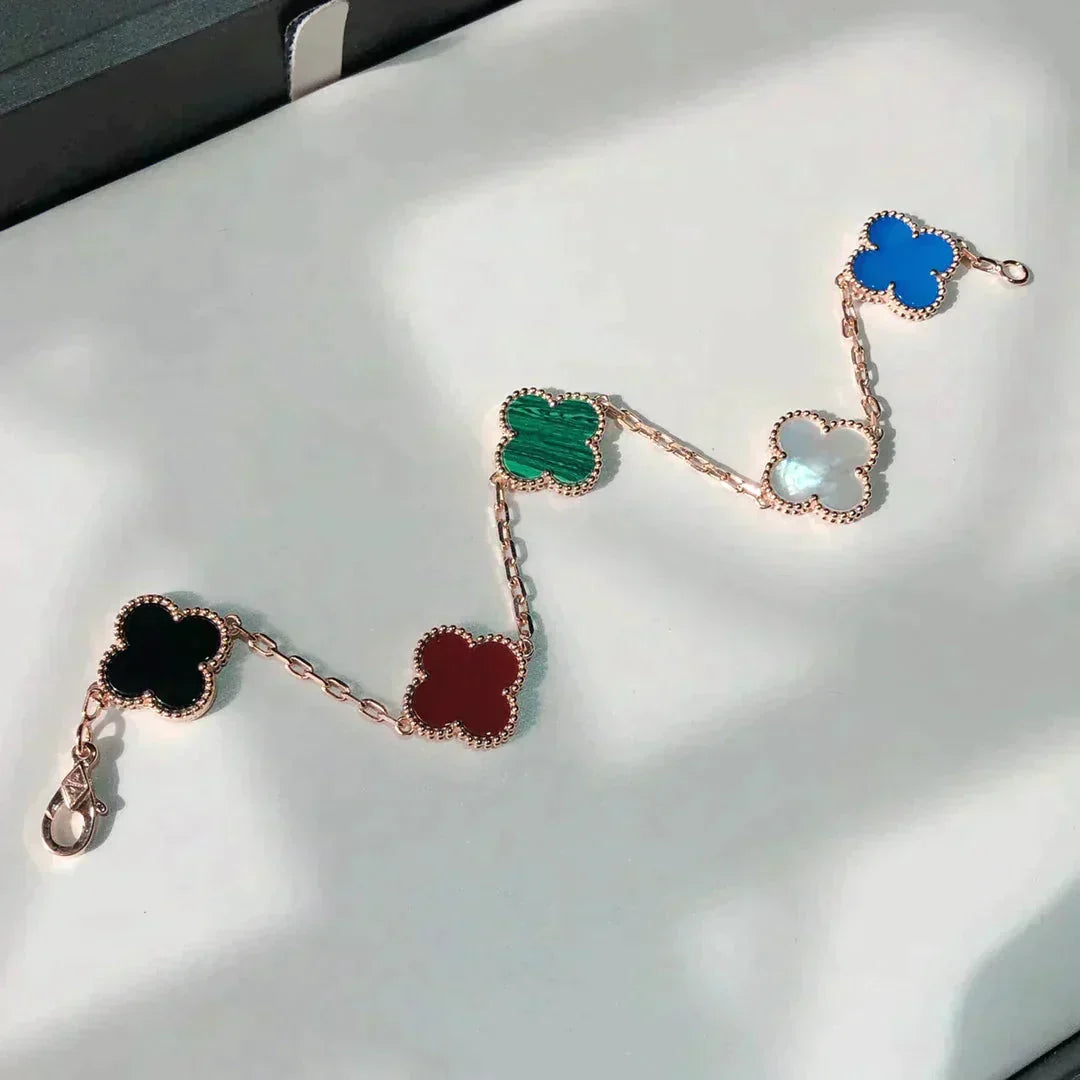 [⭐Aura]CLOVER 5 MOTIFS MULTICOLOR BRACELET