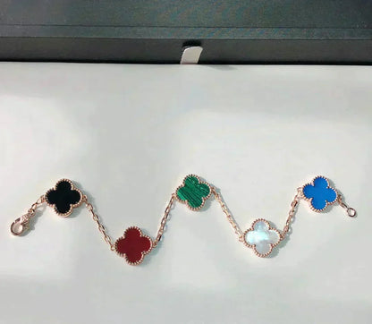 [⭐Aura]CLOVER 5 MOTIFS MULTICOLOR BRACELET