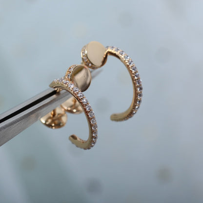 [⭐Aura]JUSTE EARRINGS 12.75MM PINK GOLD DIAMOND