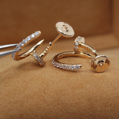 [⭐Aura]JUSTE EARRINGS 12.75MM PINK GOLD DIAMOND