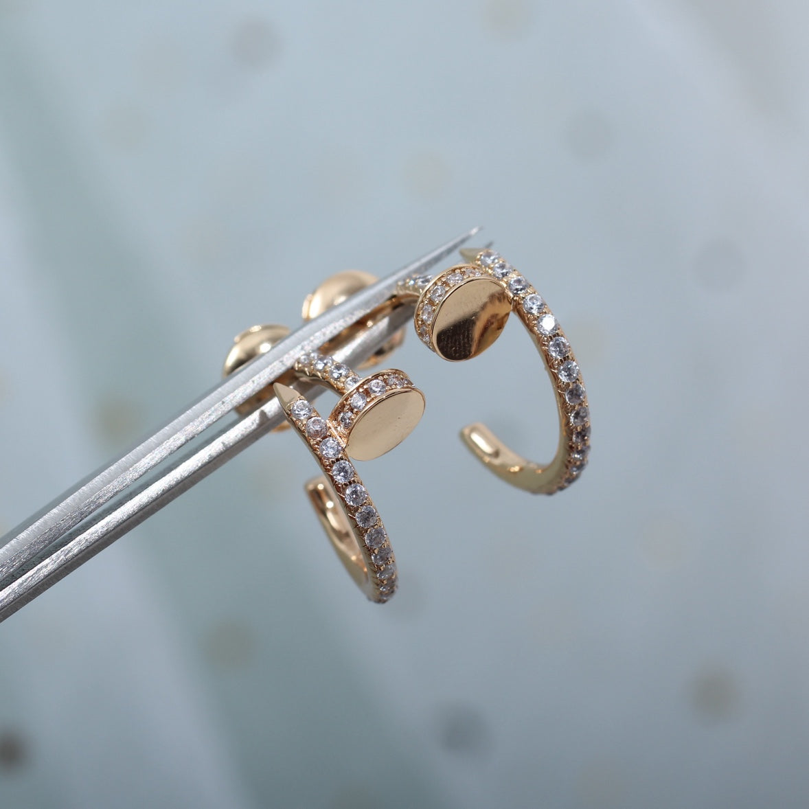 [⭐Aura]JUSTE EARRINGS 12.75MM PINK GOLD DIAMOND