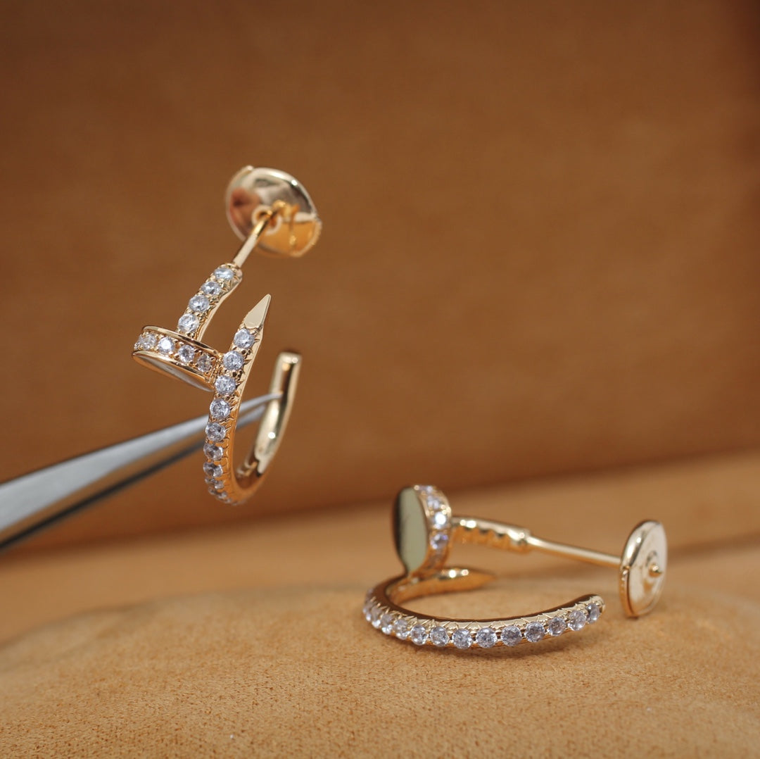 [⭐Aura]JUSTE EARRINGS 12.75MM PINK GOLD DIAMOND