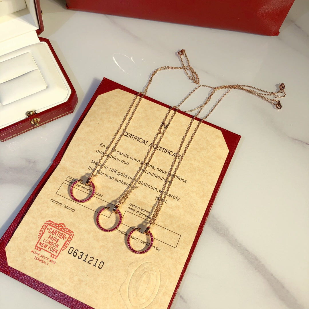 [⭐Aura]JUSTE NECKLACE GOLD RED DIAMONDS