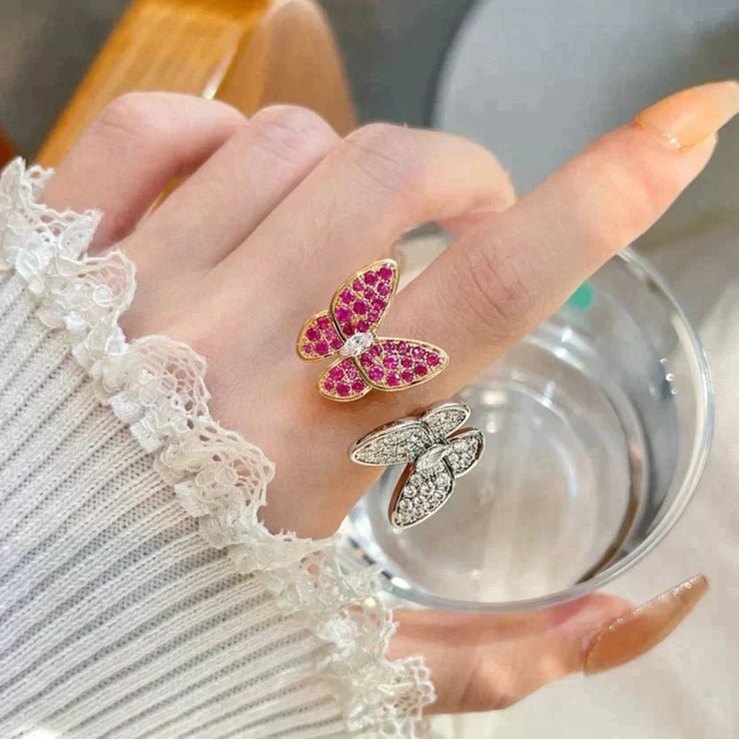 [⭐Aura]TWIN BUTTERFLY DIAMOND RING
