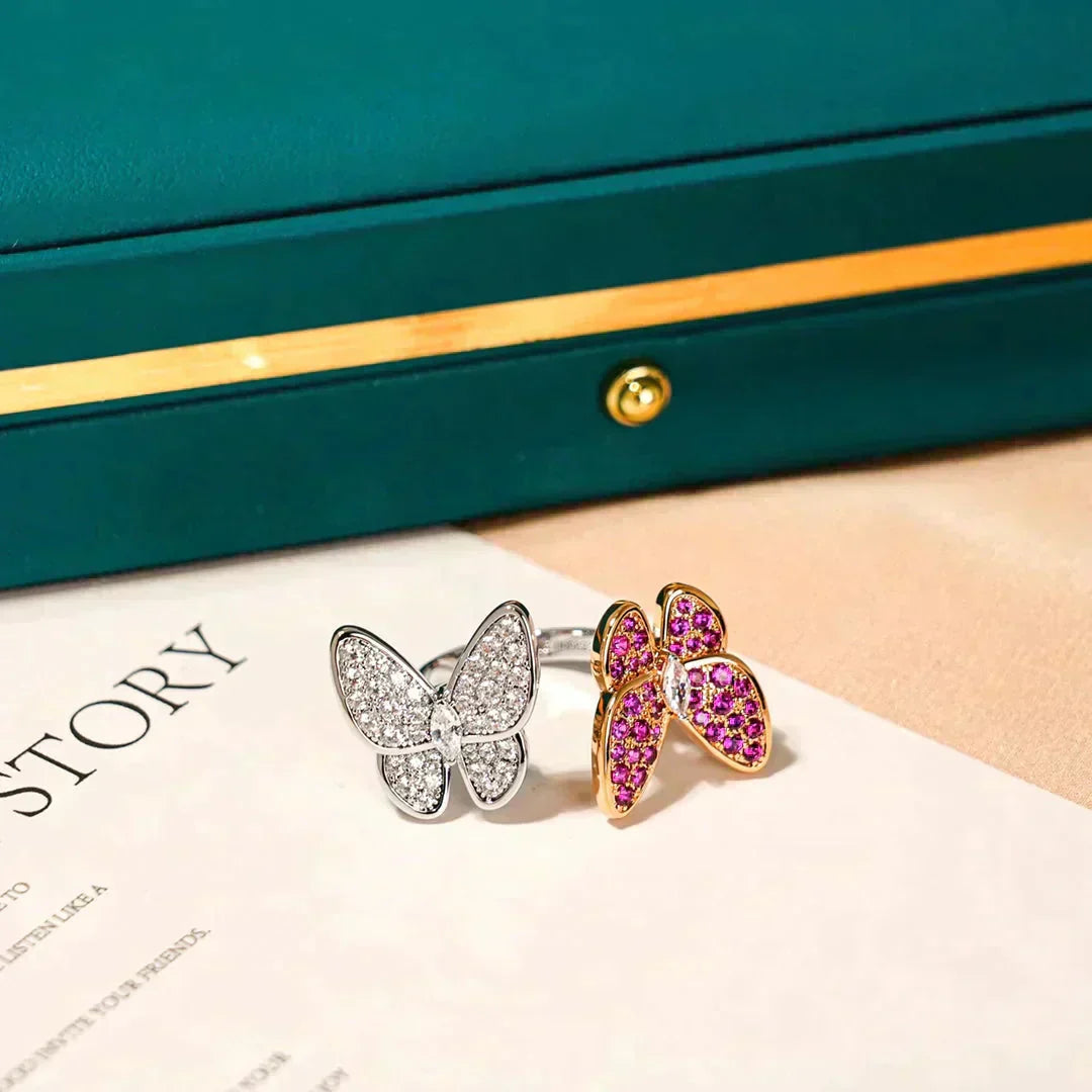 [⭐Aura]TWIN BUTTERFLY DIAMOND RING