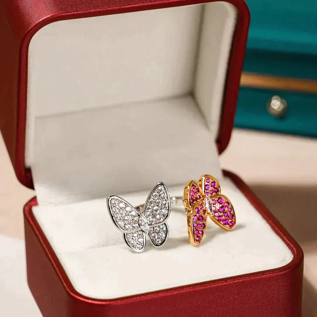 [⭐Aura]TWIN BUTTERFLY DIAMOND RING
