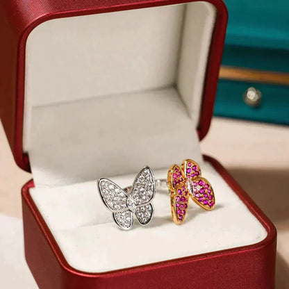 [⭐Aura]TWIN BUTTERFLY DIAMOND RING