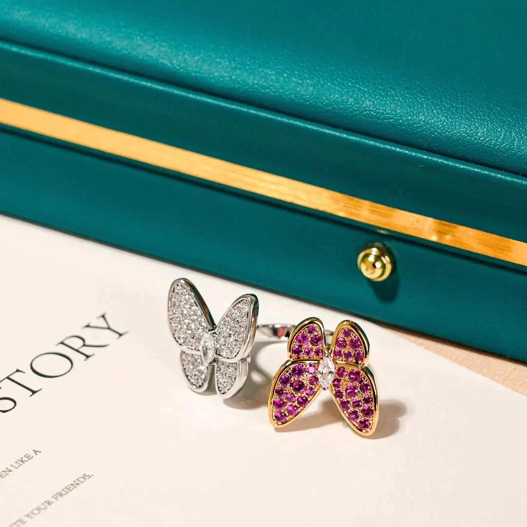 [⭐Aura]TWIN BUTTERFLY DIAMOND RING