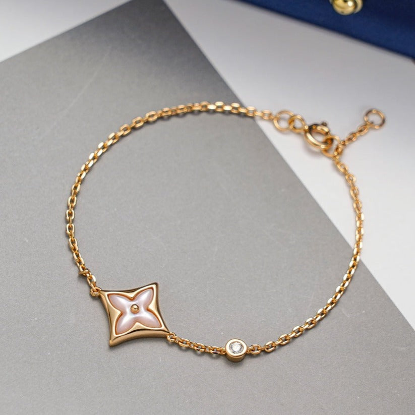 [⭐Aura]STAR 1 DIAMOND PINK GOLD BRACELET