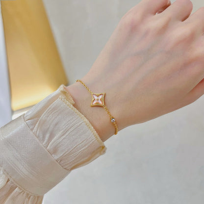 [⭐Aura]STAR 1 DIAMOND PINK GOLD BRACELET