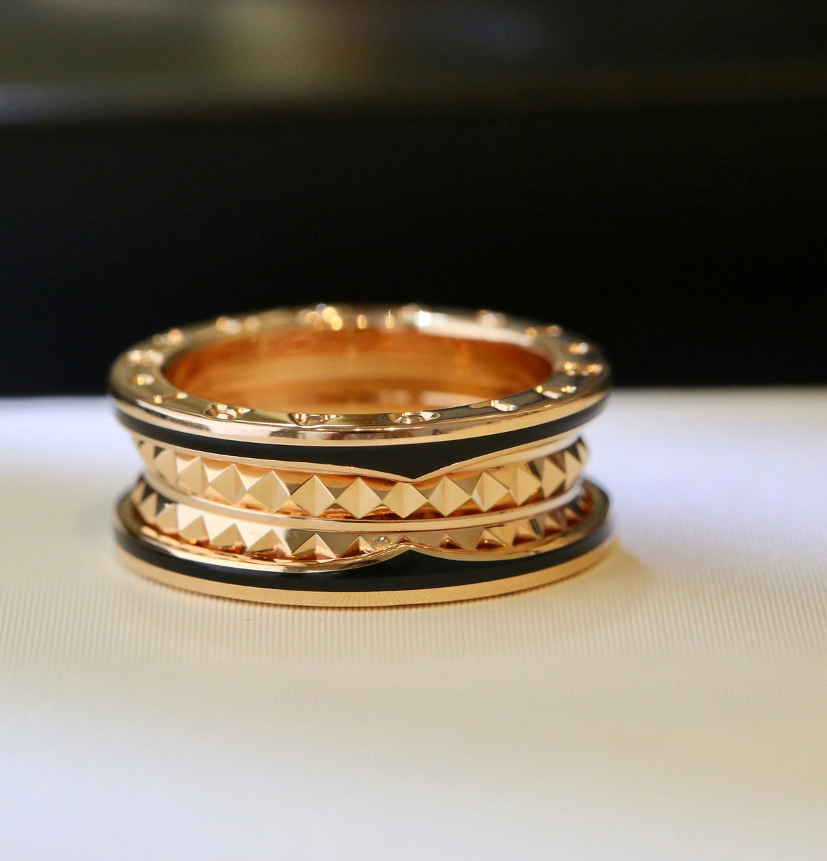 [⭐Aura]ZERO 1 PINK GOLD BLACK CERAMIC RING