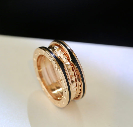 [⭐Aura]ZERO 1 PINK GOLD BLACK CERAMIC RING