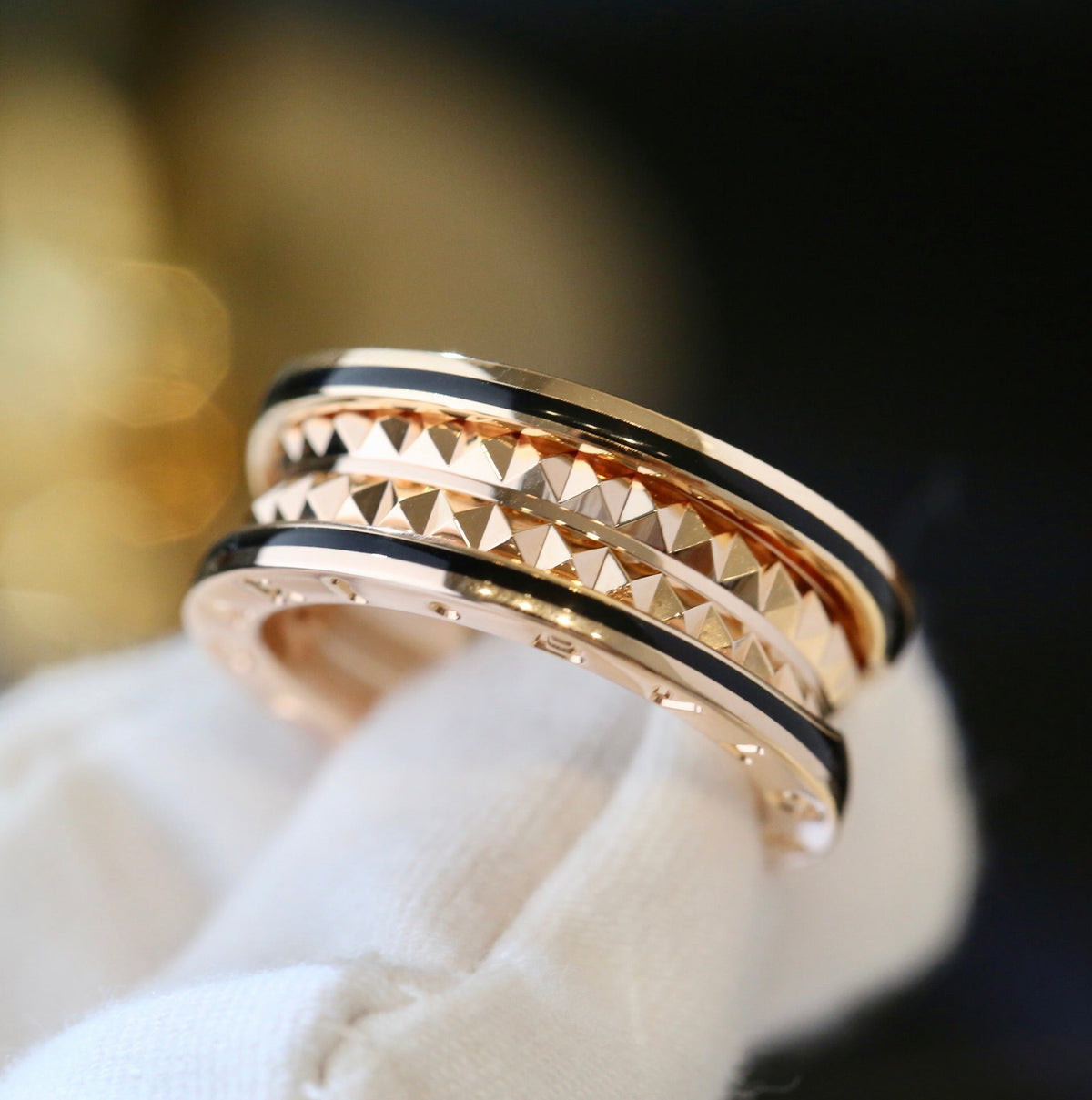[⭐Aura]ZERO 1 PINK GOLD BLACK CERAMIC RING