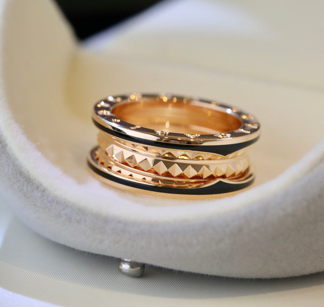 [⭐Aura]ZERO 1 PINK GOLD BLACK CERAMIC RING