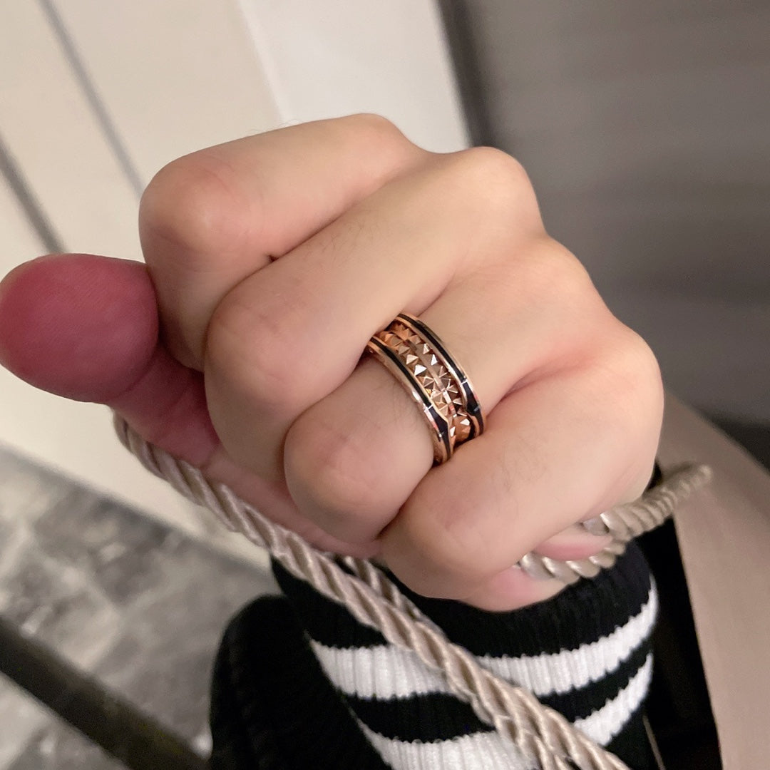 [⭐Aura]ZERO 1 PINK GOLD BLACK CERAMIC RING