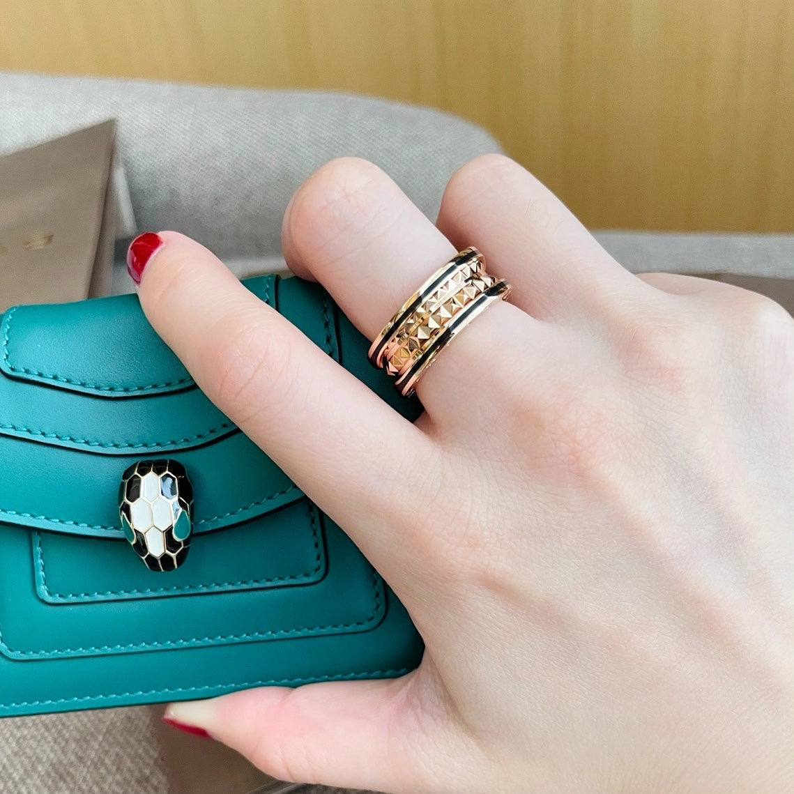 [⭐Aura]ZERO 1 PINK GOLD BLACK CERAMIC RING