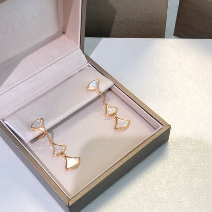 [⭐Aura]DREAM EARRINGS 3 MOTIFS DIAMOND MOP PINK GOLD