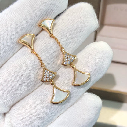 [⭐Aura]DREAM EARRINGS 3 MOTIFS DIAMOND MOP PINK GOLD