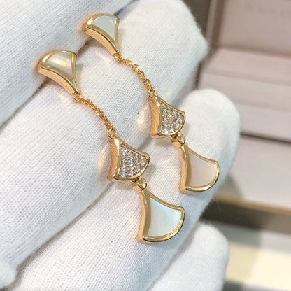 [⭐Aura]DREAM EARRINGS 3 MOTIFS DIAMOND MOP PINK GOLD