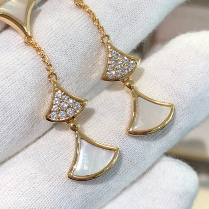 [⭐Aura]DREAM EARRINGS 3 MOTIFS DIAMOND MOP PINK GOLD