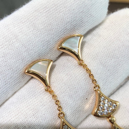 [⭐Aura]DREAM EARRINGS 3 MOTIFS DIAMOND MOP PINK GOLD