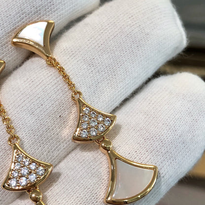 [⭐Aura]DREAM EARRINGS 3 MOTIFS DIAMOND MOP PINK GOLD