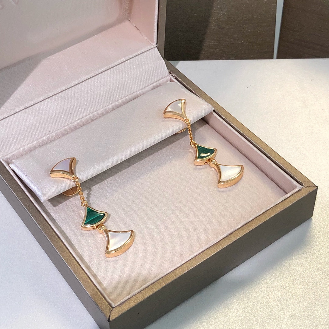 [⭐Aura]DREAM EARRINGS 3 MOTIFS MALACHITE MOP PINK GOLD
