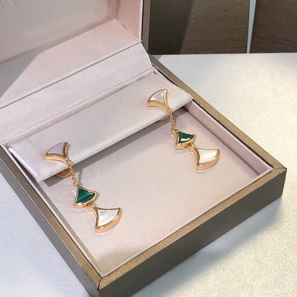 [⭐Aura]DREAM EARRINGS 3 MOTIFS MALACHITE MOP PINK GOLD