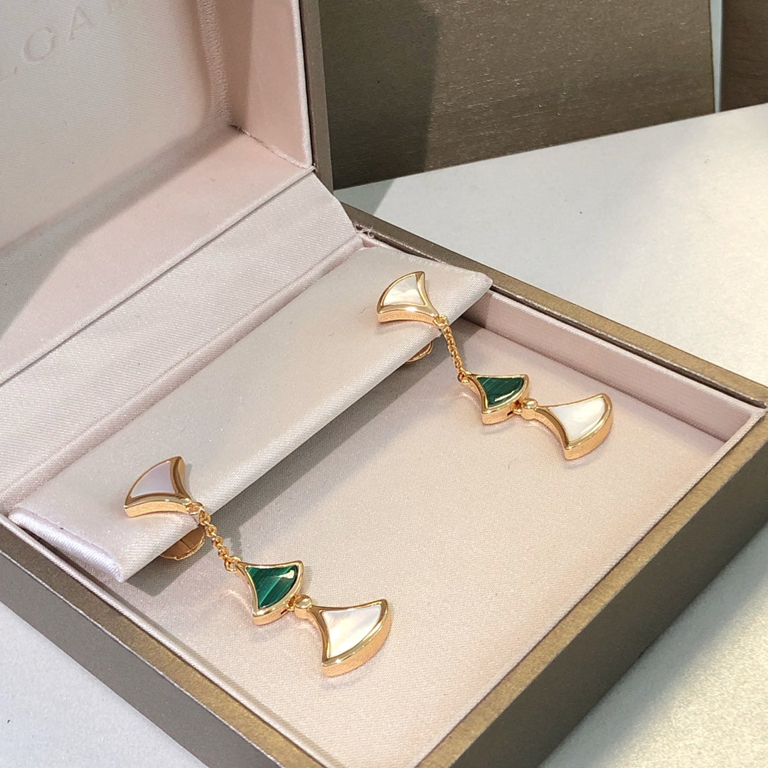 [⭐Aura]DREAM EARRINGS 3 MOTIFS MALACHITE MOP PINK GOLD