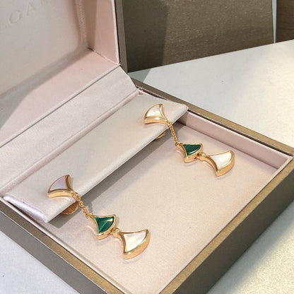 [⭐Aura]DREAM EARRINGS 3 MOTIFS MALACHITE MOP PINK GOLD