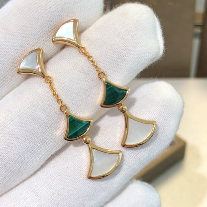 [⭐Aura]DREAM EARRINGS 3 MOTIFS MALACHITE MOP PINK GOLD