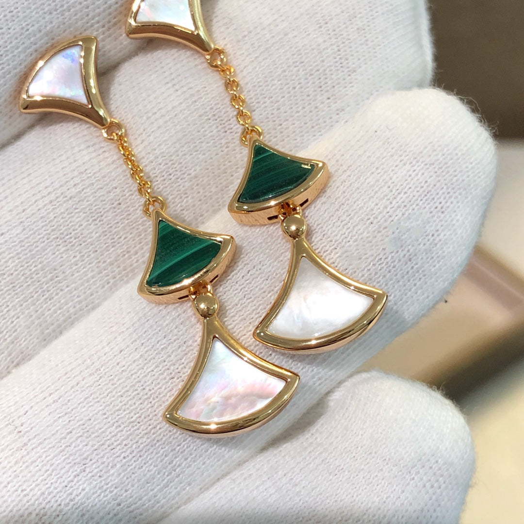 [⭐Aura]DREAM EARRINGS 3 MOTIFS MALACHITE MOP PINK GOLD