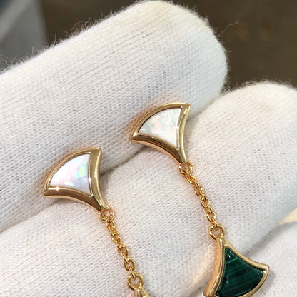 [⭐Aura]DREAM EARRINGS 3 MOTIFS MALACHITE MOP PINK GOLD