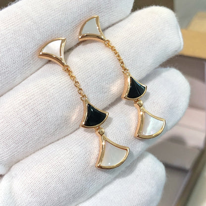[⭐Aura]DREAM EARRINGS 3 MOTIFS ONYX MOP PINK GOLD
