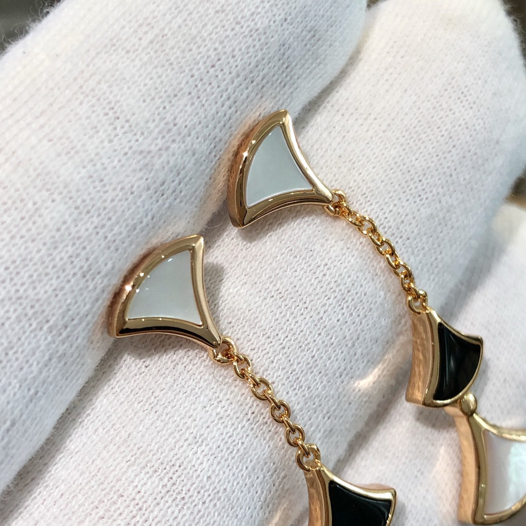 [⭐Aura]DREAM EARRINGS 3 MOTIFS ONYX MOP PINK GOLD