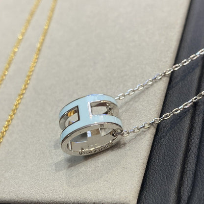 [⭐Aura]POP H LIGHT BLUE NECKLACE