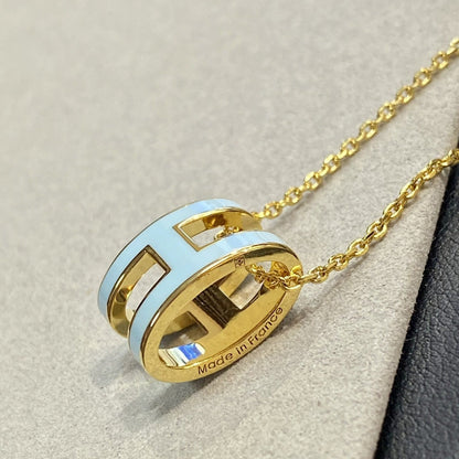 [⭐Aura]POP H LIGHT BLUE NECKLACE