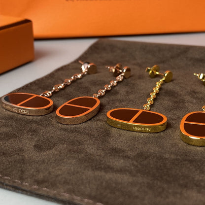 [⭐Aura]CHAINE VERSO BLACK CERAMIC EARRINGS